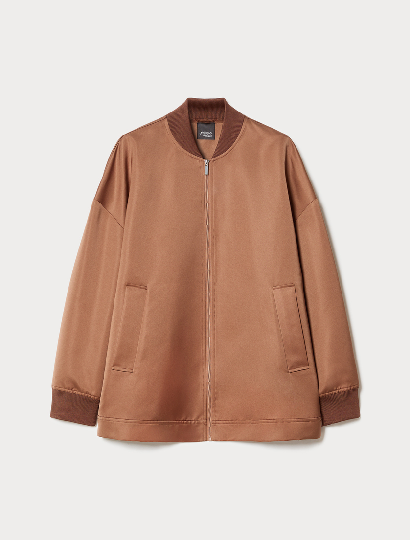 Duchess satin bomber jacket - CARAMEL - Marina Rinaldi