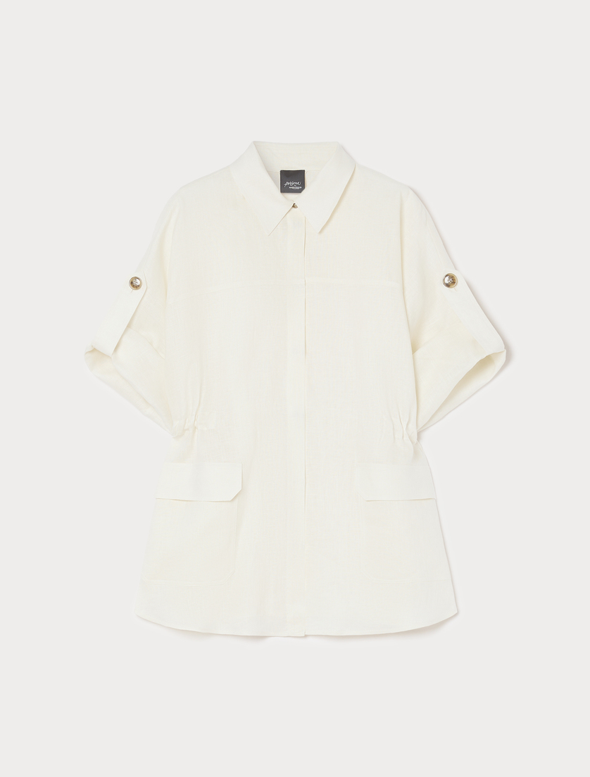 Linen safari jacket - IVORY - Marina Rinaldi