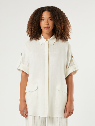 Linen safari jacket - IVORY