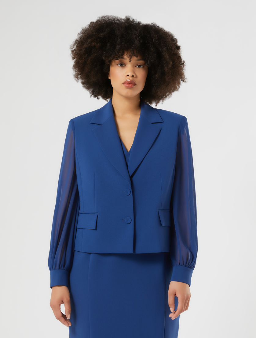 Short cady jacket - CORNFLOWER BLUE - Marina Rinaldi - 3