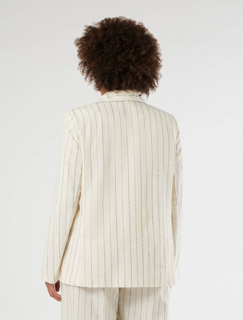 Pinstriped linen blazer - WHITE - Marina Rinaldi - 4