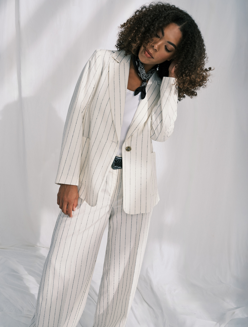 Pinstriped linen blazer - Marina Rinaldi