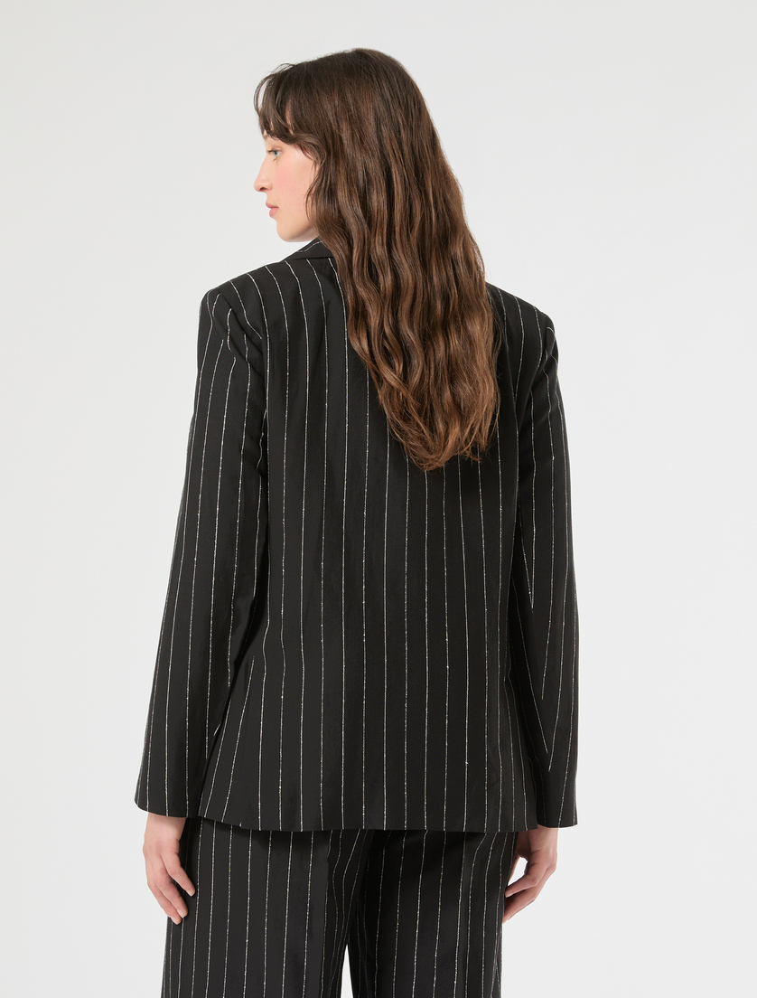 Pinstriped linen blazer - BLACK - Marina Rinaldi - 4