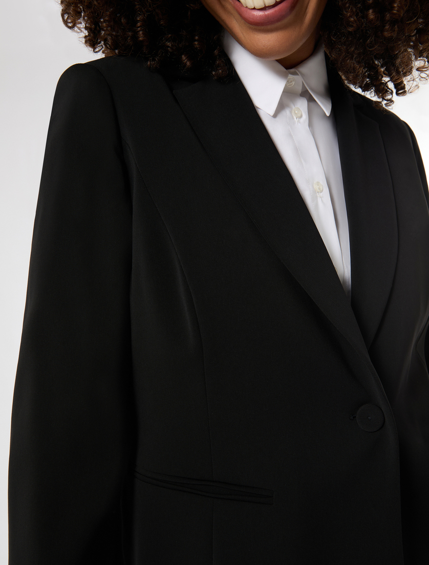 Blazer jacket in flowing fabric - BLACK - Marina Rinaldi - 5