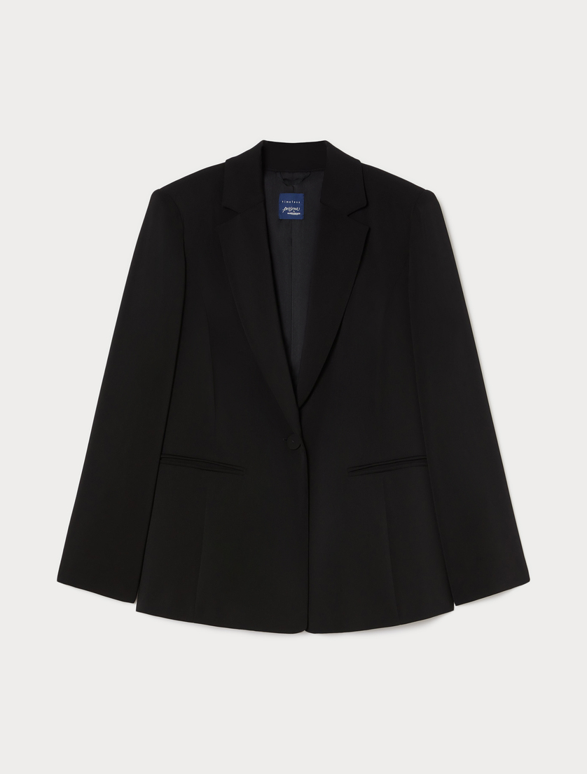 Blazer jacket in flowing fabric - BLACK - Marina Rinaldi