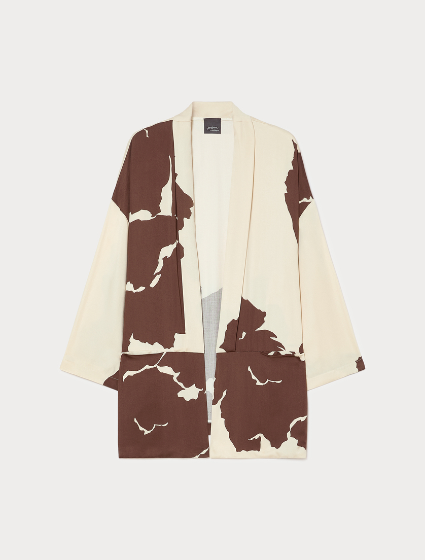 Printed satin jacket - SAND - Marina Rinaldi