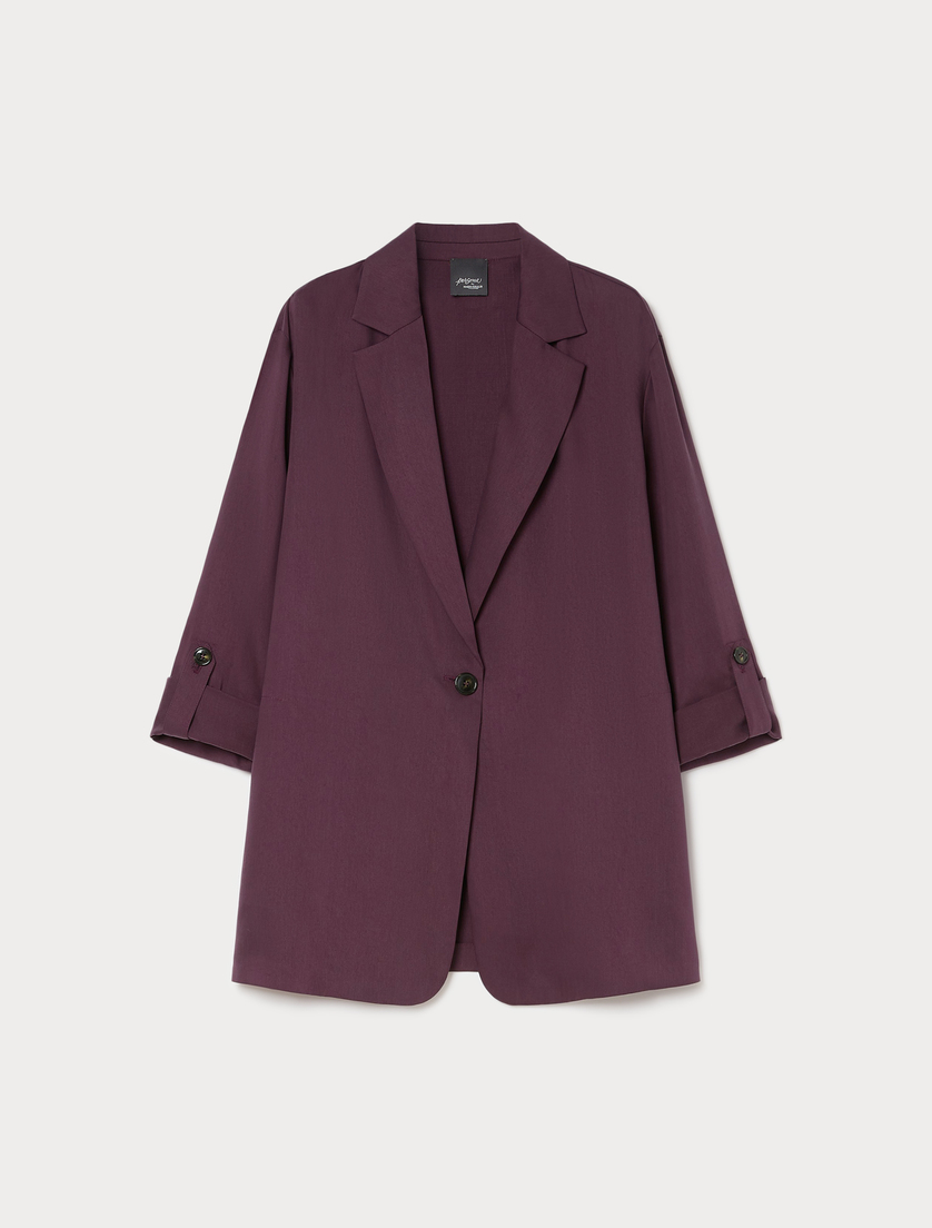 Twill blazer jacket - PLUM - Marina Rinaldi