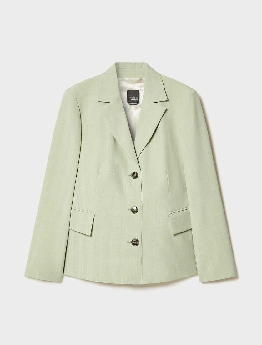 Twill blazer jacket - SAGE GREEN - Marina Rinaldi