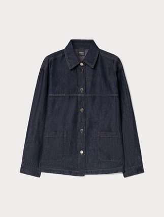Linen and cotton denim plain-weave jacket - Marina Rinaldi
