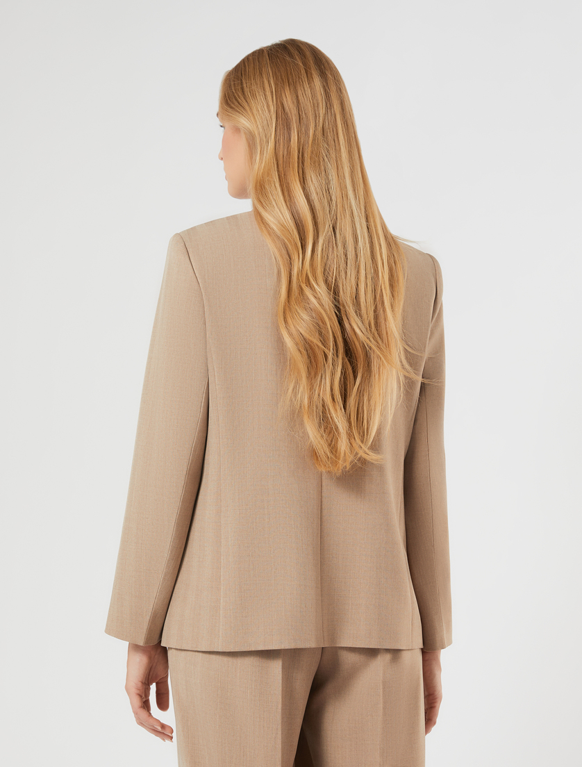 Double-breasted twill blazer jacket - HAZELNUT BROWN - Marina Rinaldi - 4