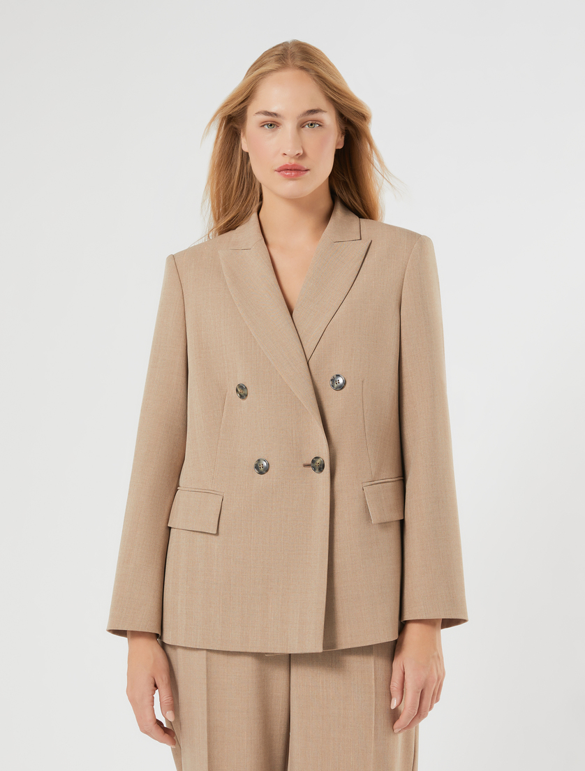 Double-breasted twill blazer jacket - HAZELNUT BROWN - Marina Rinaldi - 3