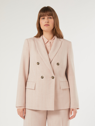 Double-breasted twill blazer jacket - SHADED PINK