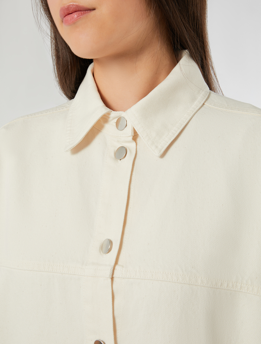 Bull cotton and Tencel jacket - WHITE - Marina Rinaldi - 5