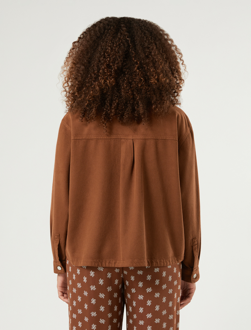 Bull cotton and Tencel jacket - BROWN - Marina Rinaldi - 4