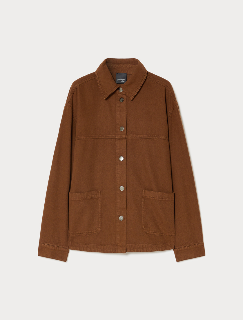 Bull cotton and Tencel jacket - BROWN - Marina Rinaldi