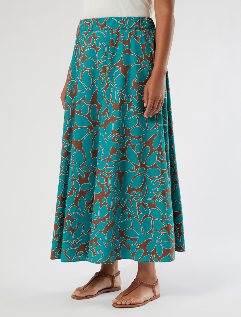 Long cotton poplin skirt - BROWN - Marina Rinaldi - 3