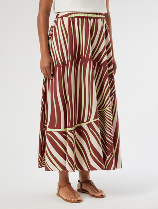 Long cotton poplin skirt - BORDEAUX