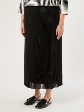 Plissé-pleated organza skirt - BLACK