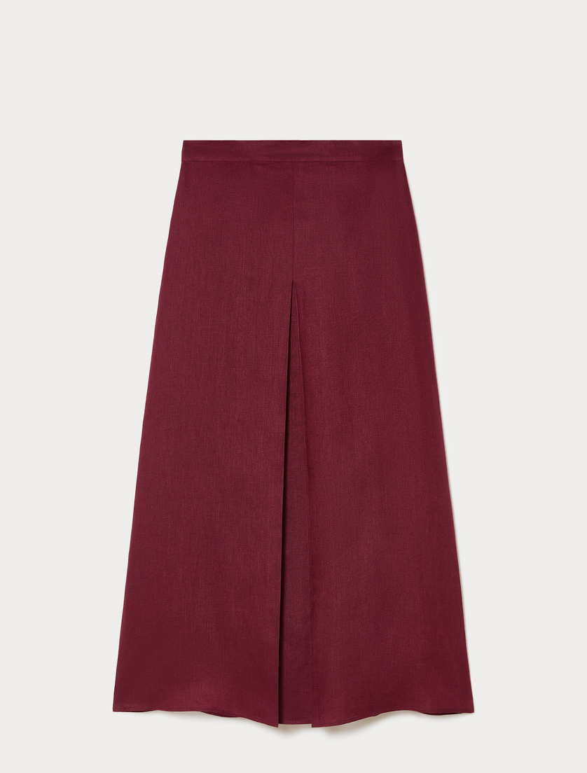 Flared linen skirt - BORDEAUX - Marina Rinaldi