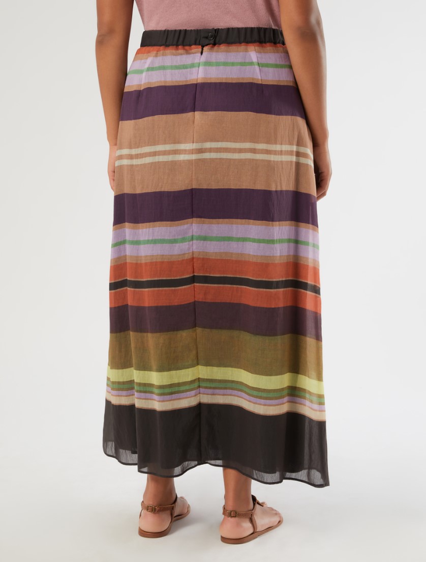 Gestreifter, weiter Rock aus Tencel - SCHWARZ - Marina Rinaldi - 4