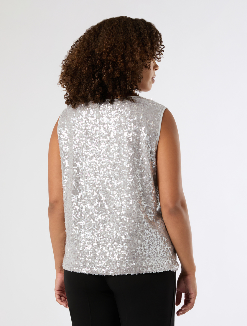 Sequin top - PEARL GREY - Marina Rinaldi - 4