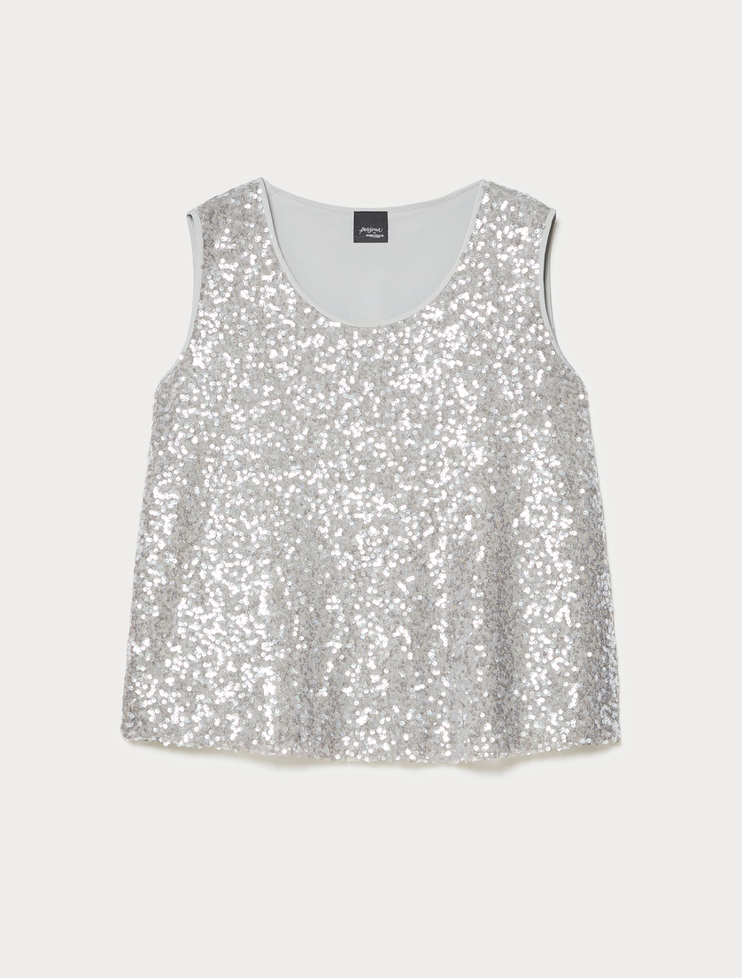 Sequin top - PEARL GREY - Marina Rinaldi