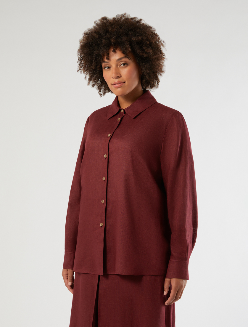 Linen shirt - BORDEAUX - Marina Rinaldi - 3