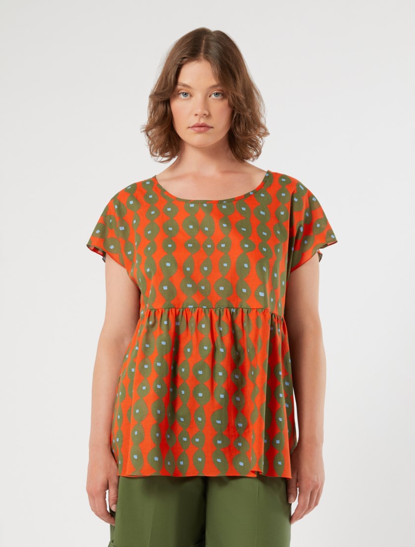 Cotton muslin blouse - CORAL - Marina Rinaldi - 3