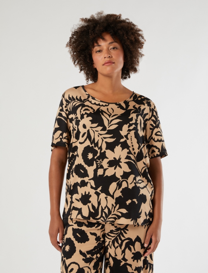 Viscose satin blouse - BEIGE