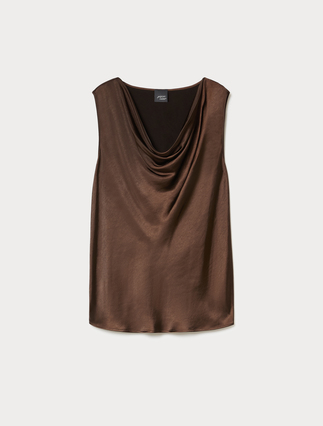 Haut en satin à encolure drapée - Marina Rinaldi