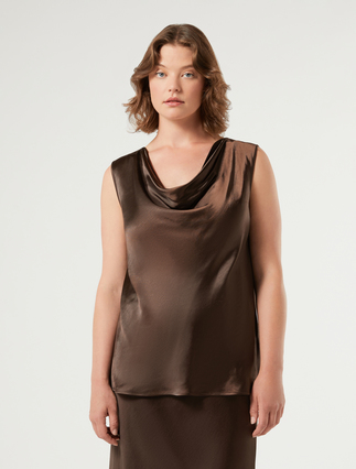 Satin draped-neck top - COCOA - Marina Rinaldi - 3