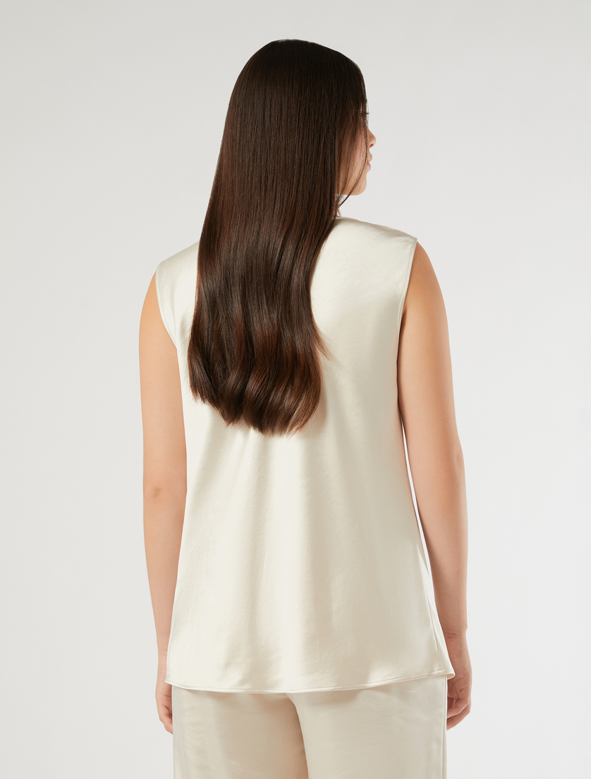 Satin draped-neck top - VANILLA - Marina Rinaldi - 4