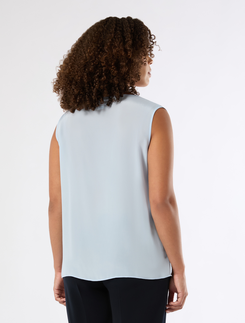 Crepe de chine top - LIGHT BLUE - Marina Rinaldi - 4