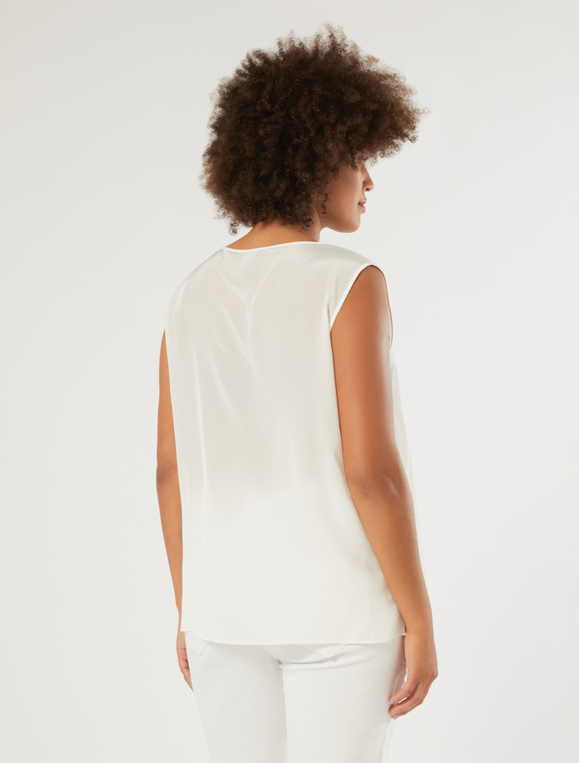 Crepe de chine top - WHITE - Marina Rinaldi - 4