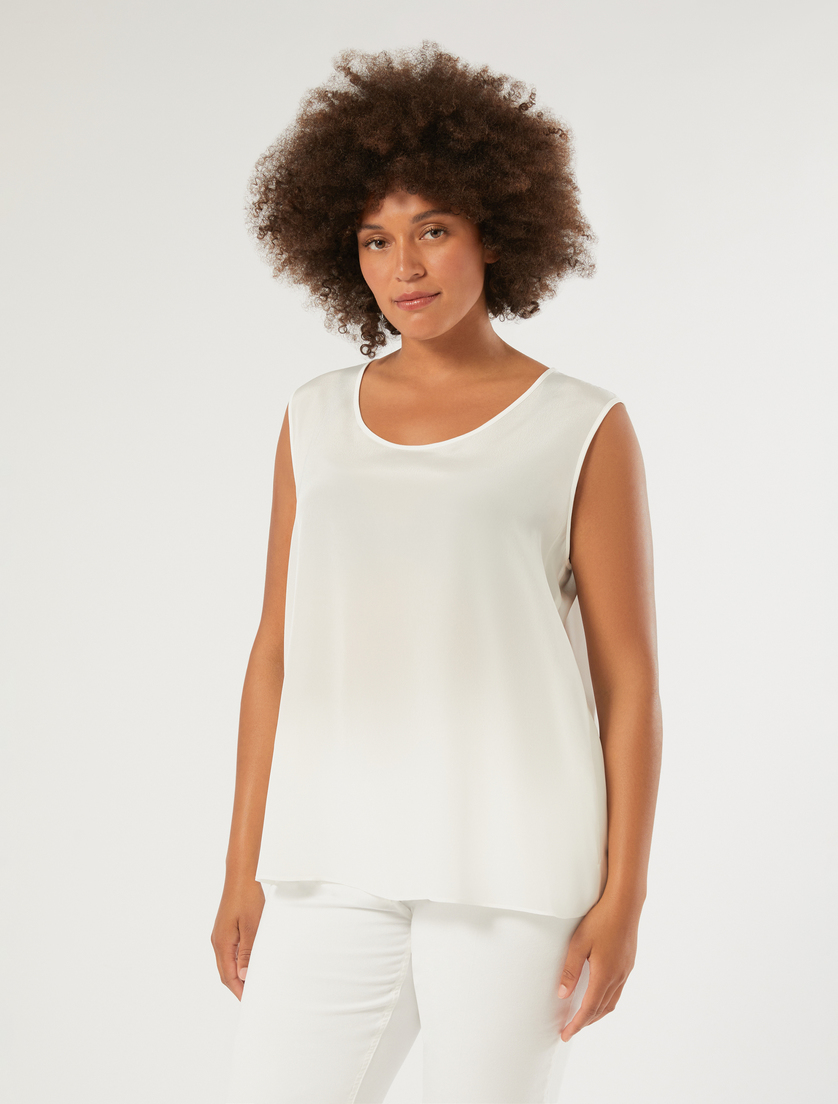 Crepe de chine top - WHITE - Marina Rinaldi - 3