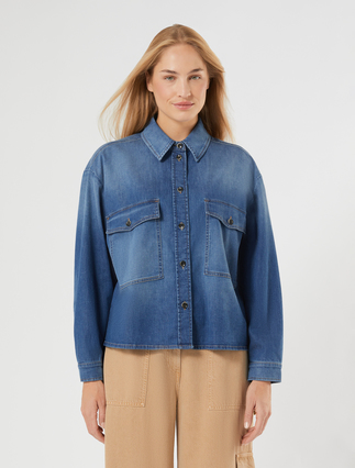 Tunique en gabardine de coton - BLEU MARINE