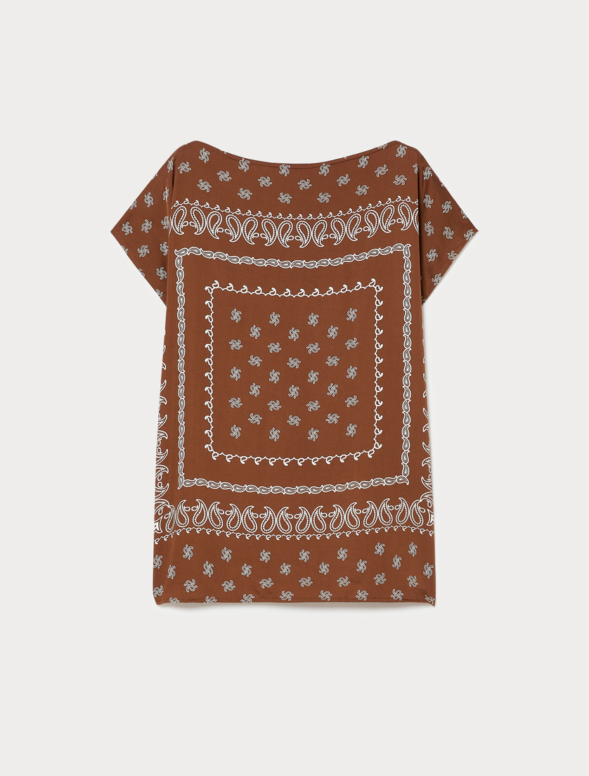 Printed satin and jersey tunic - BROWN - Marina Rinaldi
