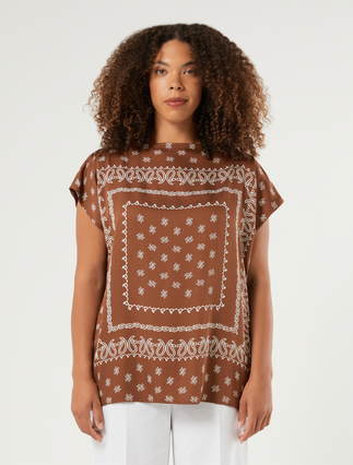 Printed satin and jersey tunic - BROWN - Marina Rinaldi - 3