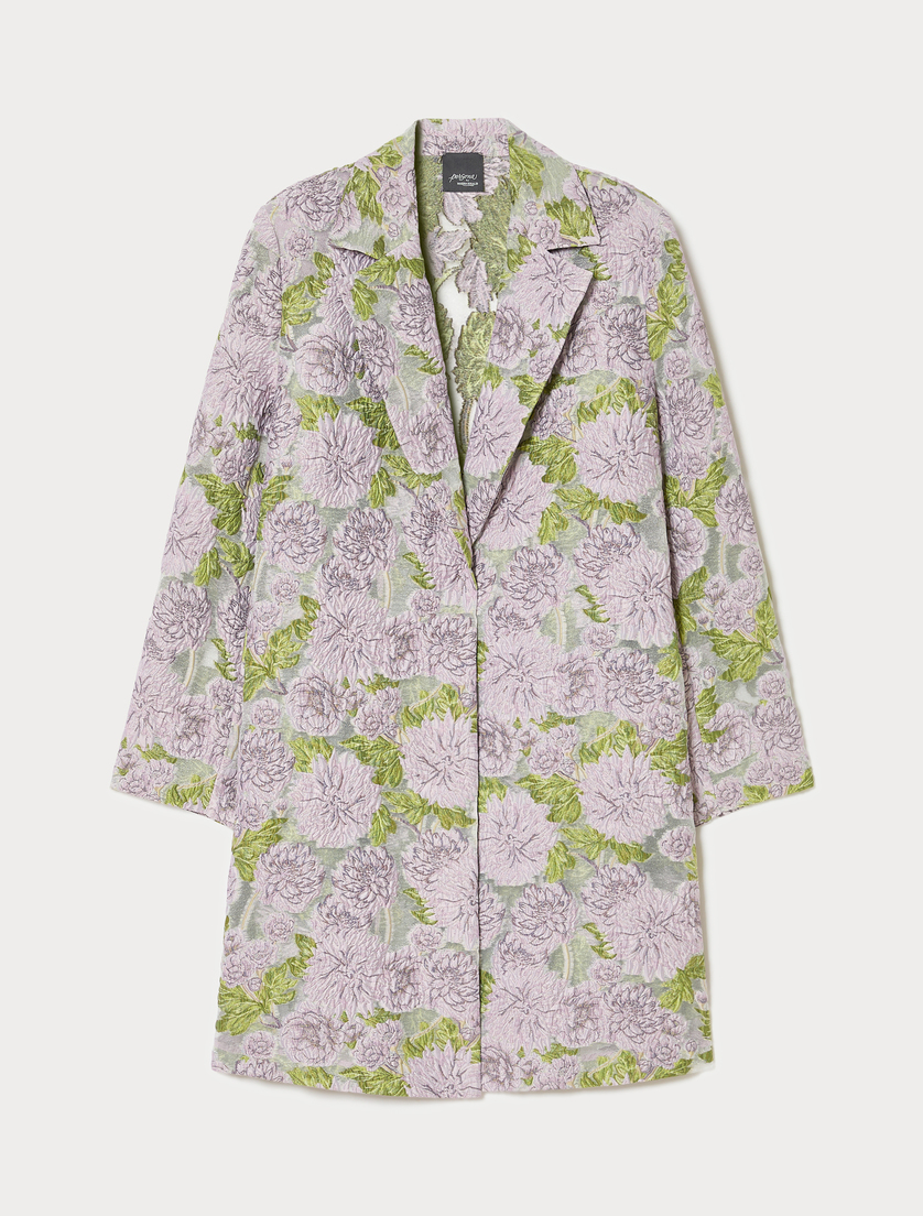 Floral jacquard duster coat - SHOCKING PINK - Marina Rinaldi