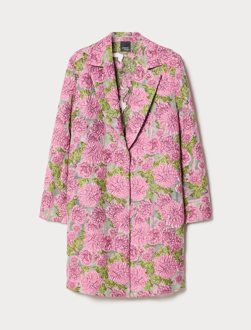 Floral jacquard duster coat - PINK - Marina Rinaldi