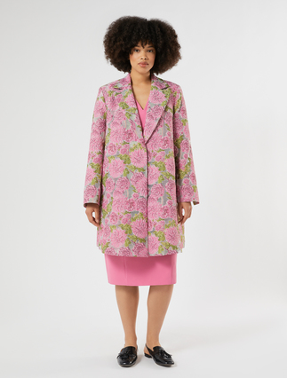 Floral jacquard duster coat - PINK