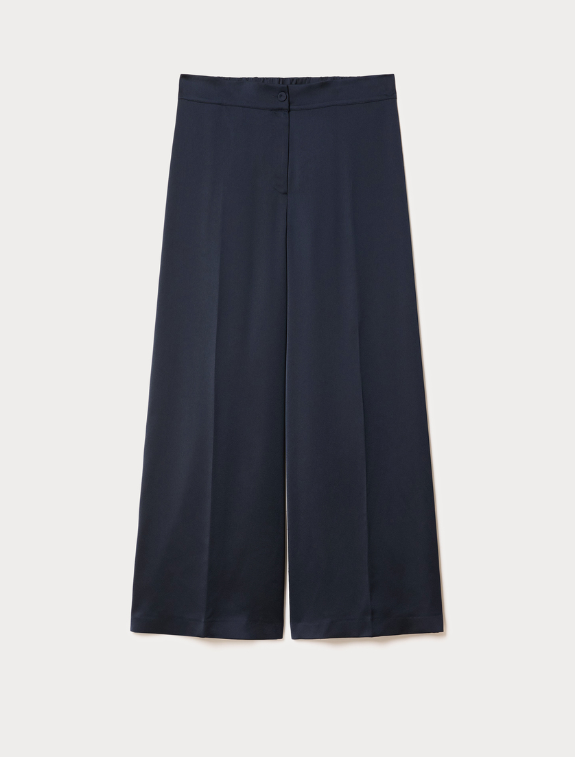 Pantalon ample en crêpe envers satin - BLEU NUIT - Marina Rinaldi