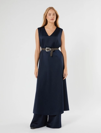 Wide-fit crepe envers satin trousers - Marina Rinaldi