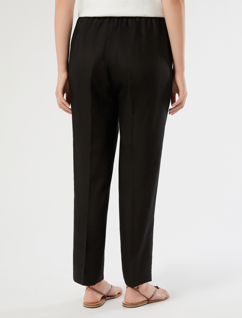 Slim-fit pure linen trousers - BLACK - Marina Rinaldi - 4