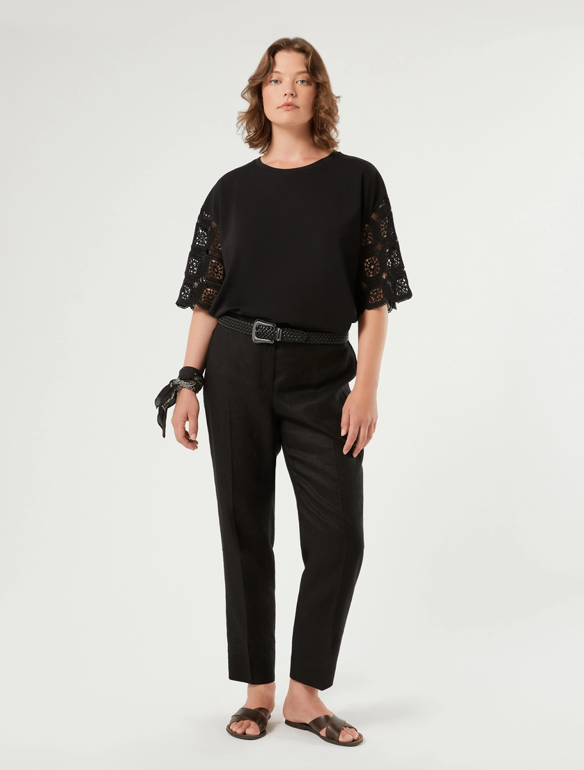 Slim-fit pure linen trousers - Marina Rinaldi