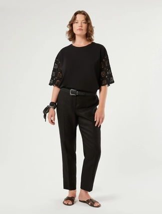 Slim-fit pure linen trousers - Marina Rinaldi