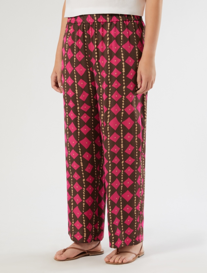 Spodnie z satyny wiskozowej - KAKAOWY