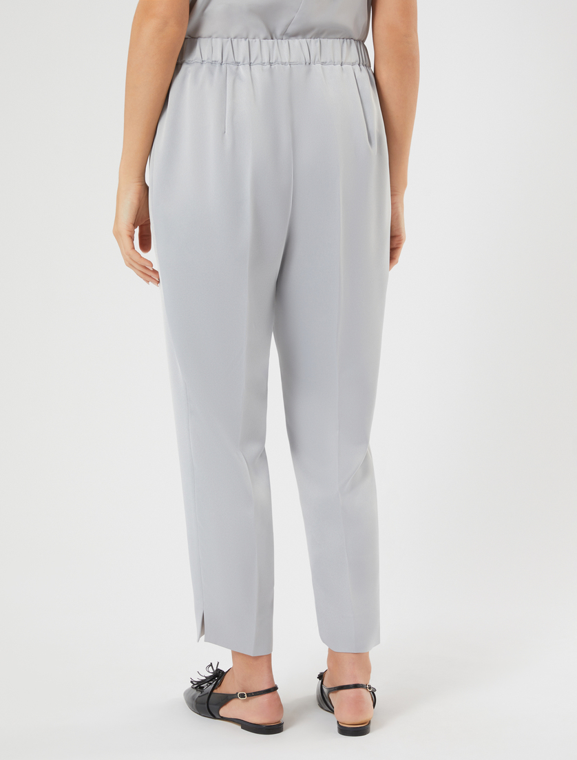 Slim-fit crepe envers satin trousers - PEARL GREY - Marina Rinaldi - 4