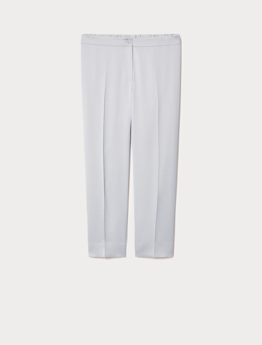 Slim-fit crepe envers satin trousers - PEARL GREY - Marina Rinaldi