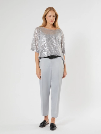Slim-fit crepe envers satin trousers - Marina Rinaldi